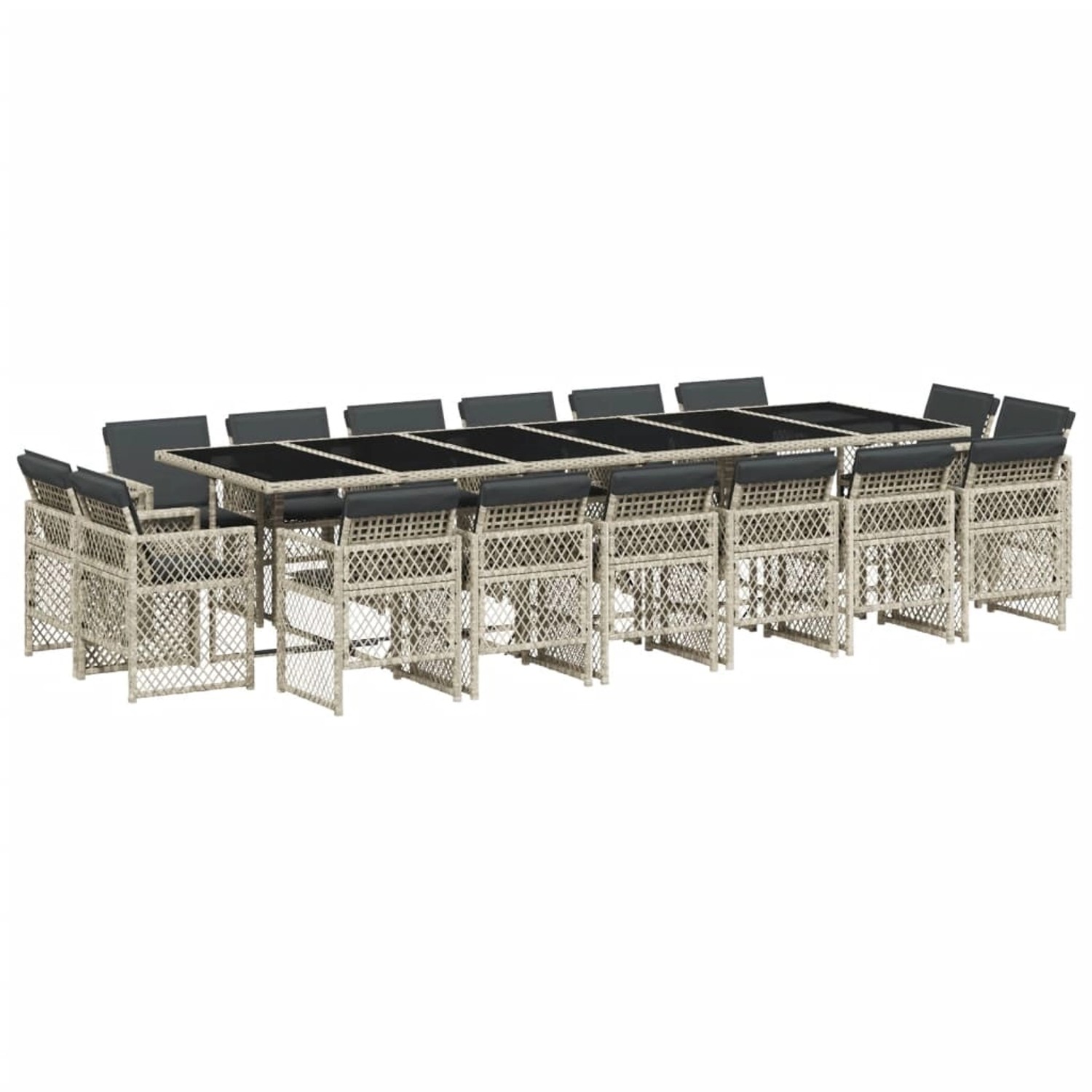 vidaXL 17-tlg Garten-Essgruppe mit Kissen Hellgrau Poly Rattan Modell 6 vidaXL 17-tlg Garten-Essgruppe mit Kissen Hellgrau Poly Rattan Modell 6 von VIDAXL