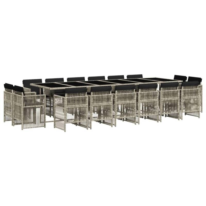 vidaXL 17-tlg Garten-Essgruppe mit Kissen Hellgrau Poly Rattan Modell 8 von VIDAXL