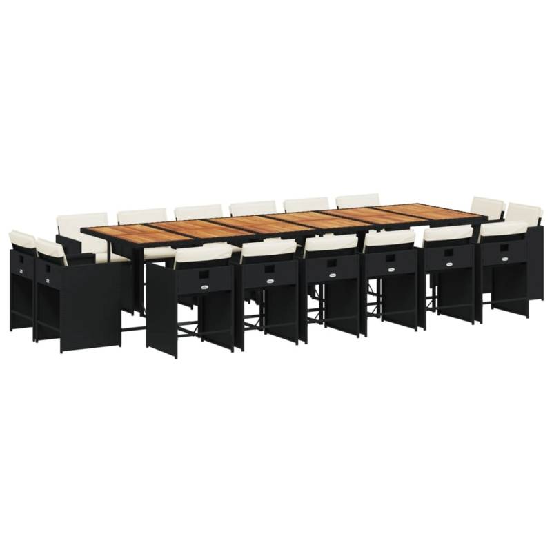 vidaXL 17-tlg Garten-Essgruppe mit Kissen Schwarz Poly Rattan Modell 10 von VIDAXL