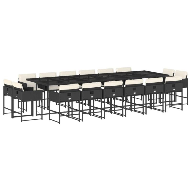 vidaXL 17-tlg Garten-Essgruppe mit Kissen Schwarz Poly Rattan Modell 11 von VIDAXL