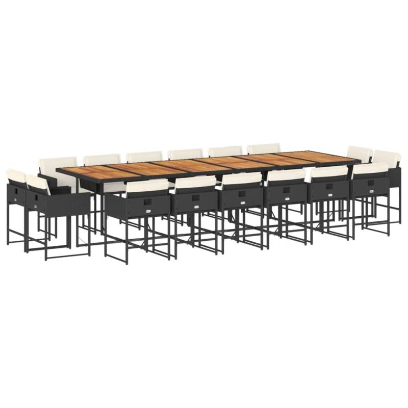 vidaXL 17-tlg Garten-Essgruppe mit Kissen Schwarz Poly Rattan Modell 12 von VIDAXL