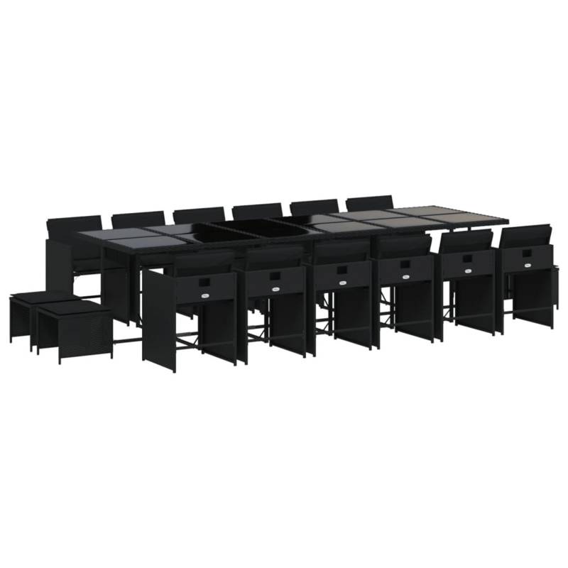 vidaXL 17-tlg Garten-Essgruppe mit Kissen Schwarz Poly Rattan Modell 13 von VIDAXL