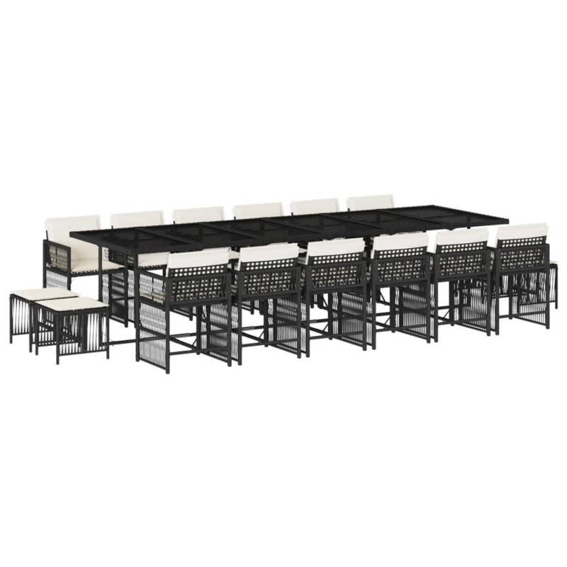vidaXL 17-tlg Garten-Essgruppe mit Kissen Schwarz Poly Rattan Modell 22 von VIDAXL