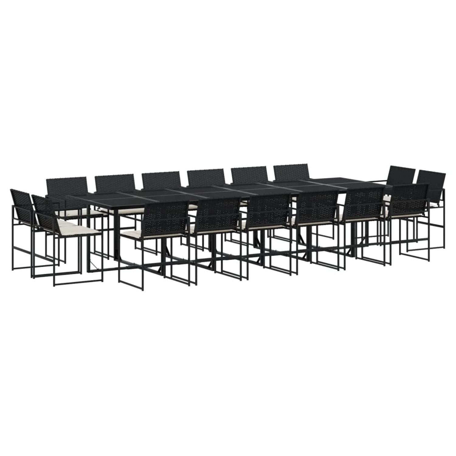 vidaXL 17-tlg Garten-Essgruppe mit Kissen Schwarz Poly Rattan Modell 23 von VIDAXL