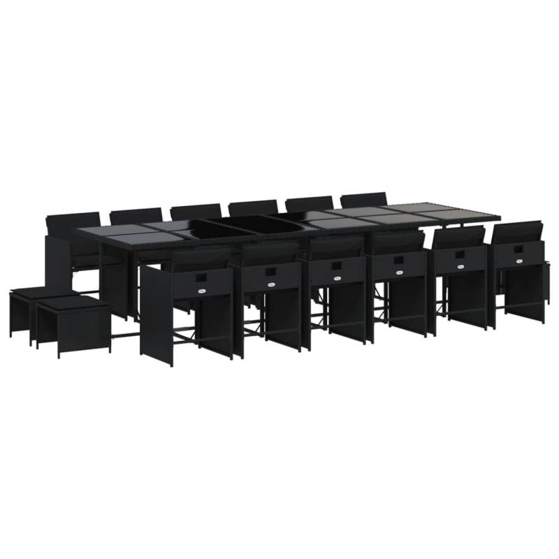 vidaXL 17-tlg Garten-Essgruppe mit Kissen Schwarz Poly Rattan Modell 25 von VIDAXL