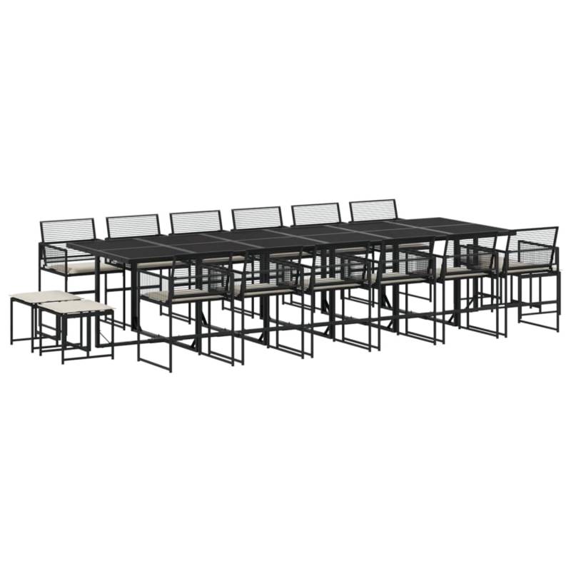 vidaXL 17-tlg Garten-Essgruppe mit Kissen Schwarz Poly Rattan Modell 30 von VIDAXL