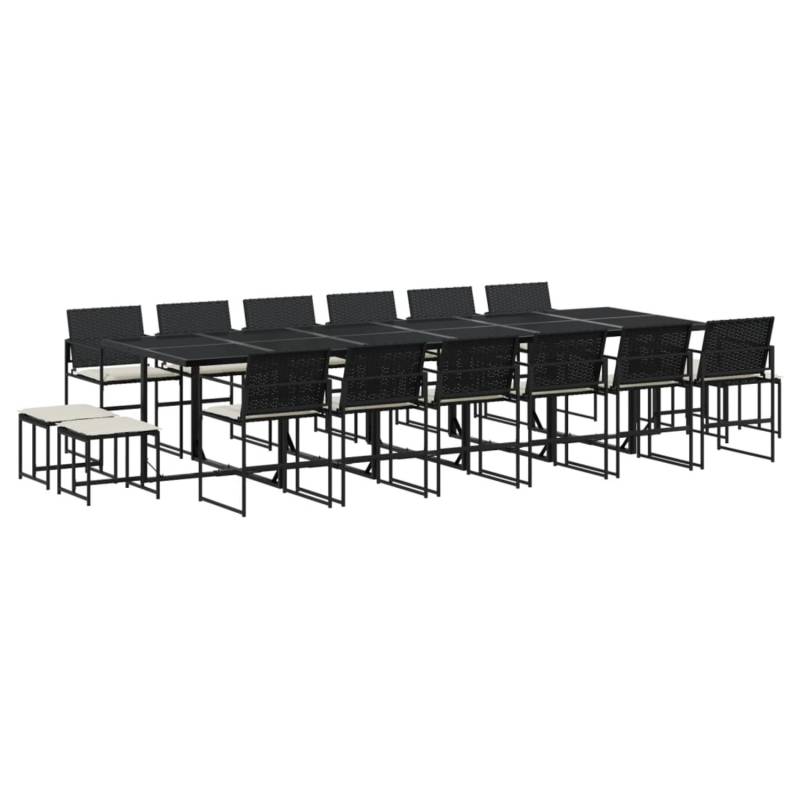 vidaXL 17-tlg Garten-Essgruppe mit Kissen Schwarz Poly Rattan Modell 31 von VIDAXL