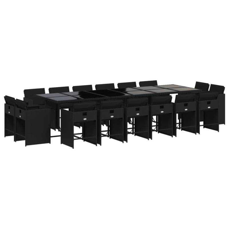 vidaXL 17-tlg Garten-Essgruppe mit Kissen Schwarz Poly Rattan Modell 4 von VIDAXL