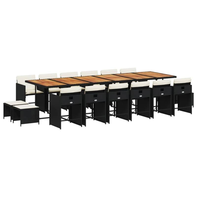 vidaXL 17-tlg Garten-Essgruppe mit Kissen Schwarz Poly Rattan Modell 7 von VIDAXL