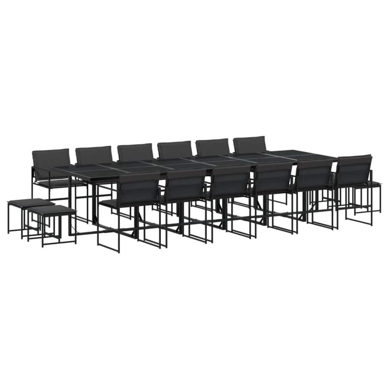 vidaXL 17-tlg Garten-Essgruppe mit Kissen Schwarz Textilene vidaXL 17-tlg Garten-Essgruppe mit Kissen Schwarz Textilene von VIDAXL