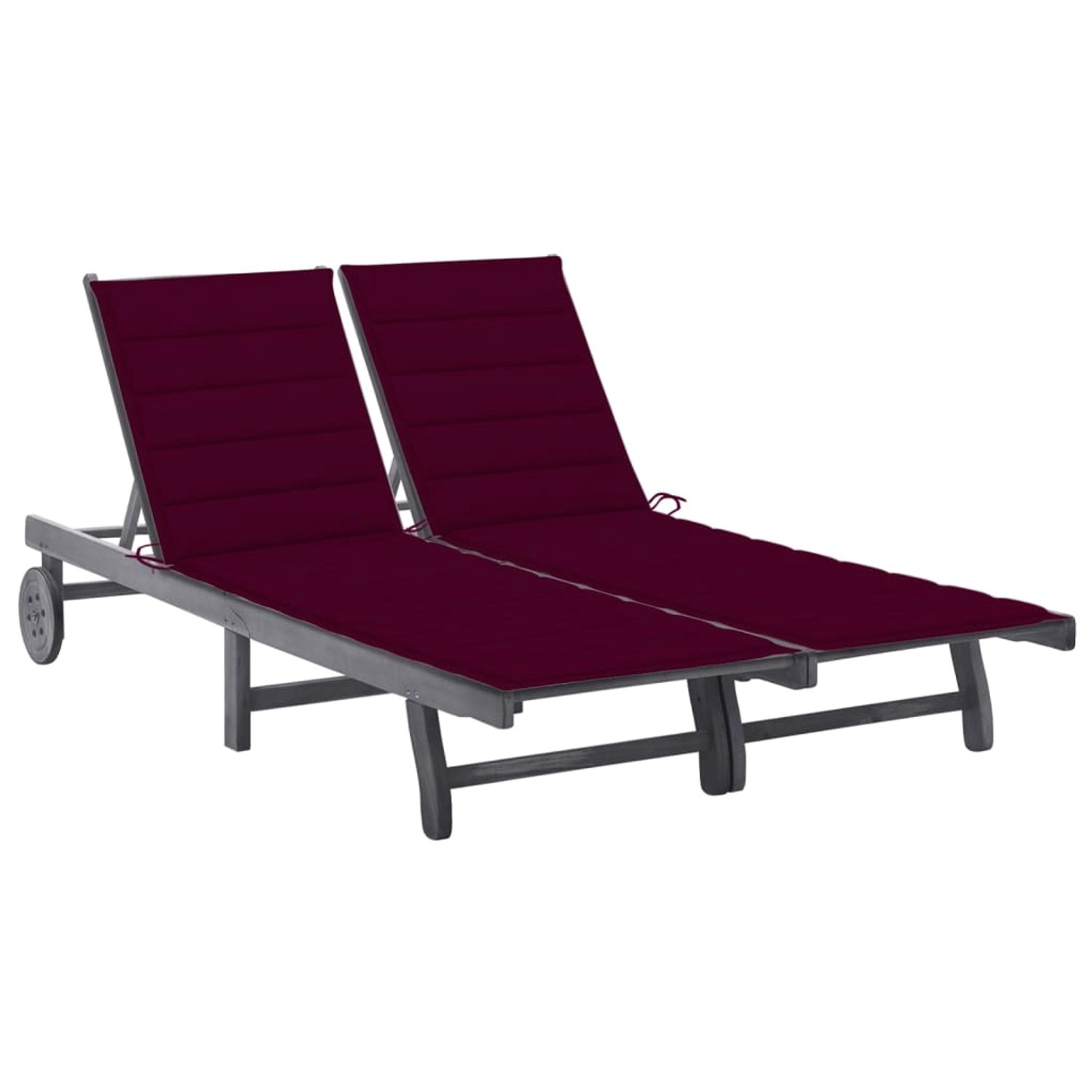 VidaXL 2-Personen-Sonnenliege mit Auflage Grau Akazie Massivholz Weinrot VidaXL 2-Personen-Sonnenliege mit Auflage Grau Akazie Massivholz Weinrot von VIDAXL