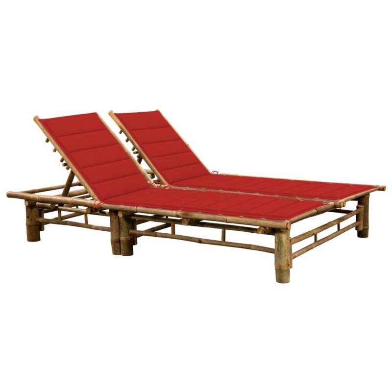 vidaXL 2-Personen-Sonnenliege mit Auflagen Bambus 3063951 von VIDAXL