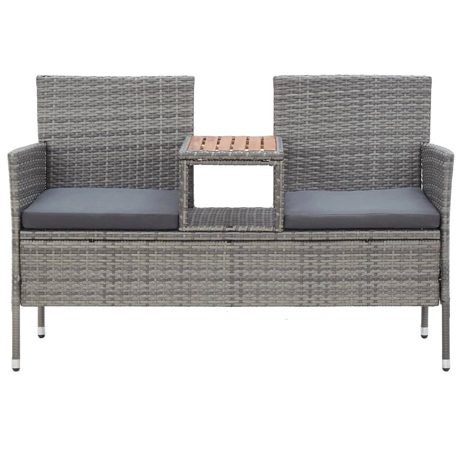 VidaXL 2-Sitzer-Gartenbank mit Teetisch 143 cm Poly Rattan Grau VidaXL 2-Sitzer-Gartenbank mit Teetisch 143 cm Poly Rattan Grau von VIDAXL