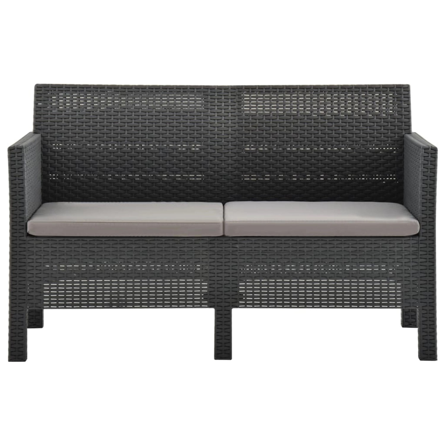 vidaXL 2-Sitzer Gartensofa mit Kissen Anthrazit PP Rattan vidaXL 2-Sitzer Gartensofa mit Kissen Anthrazit PP Rattan von VIDAXL