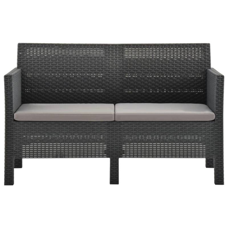 vidaXL 2-Sitzer Gartensofa mit Kissen Anthrazit PP Rattan von VIDAXL