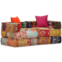 vidaXL 2-Sitzer Modularer Pouf Patchwork Stoff von VIDAXL