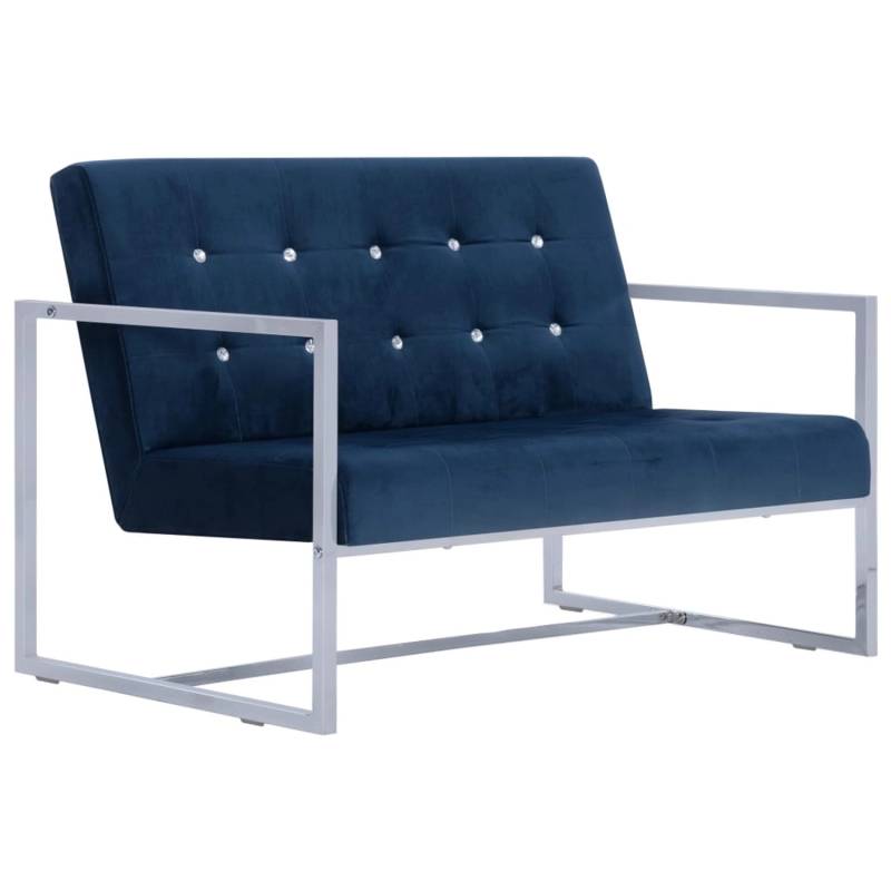 vidaXL 2-Sitzer-Sofa mit Armlehnen Blau Chrom und Samt von VIDAXL