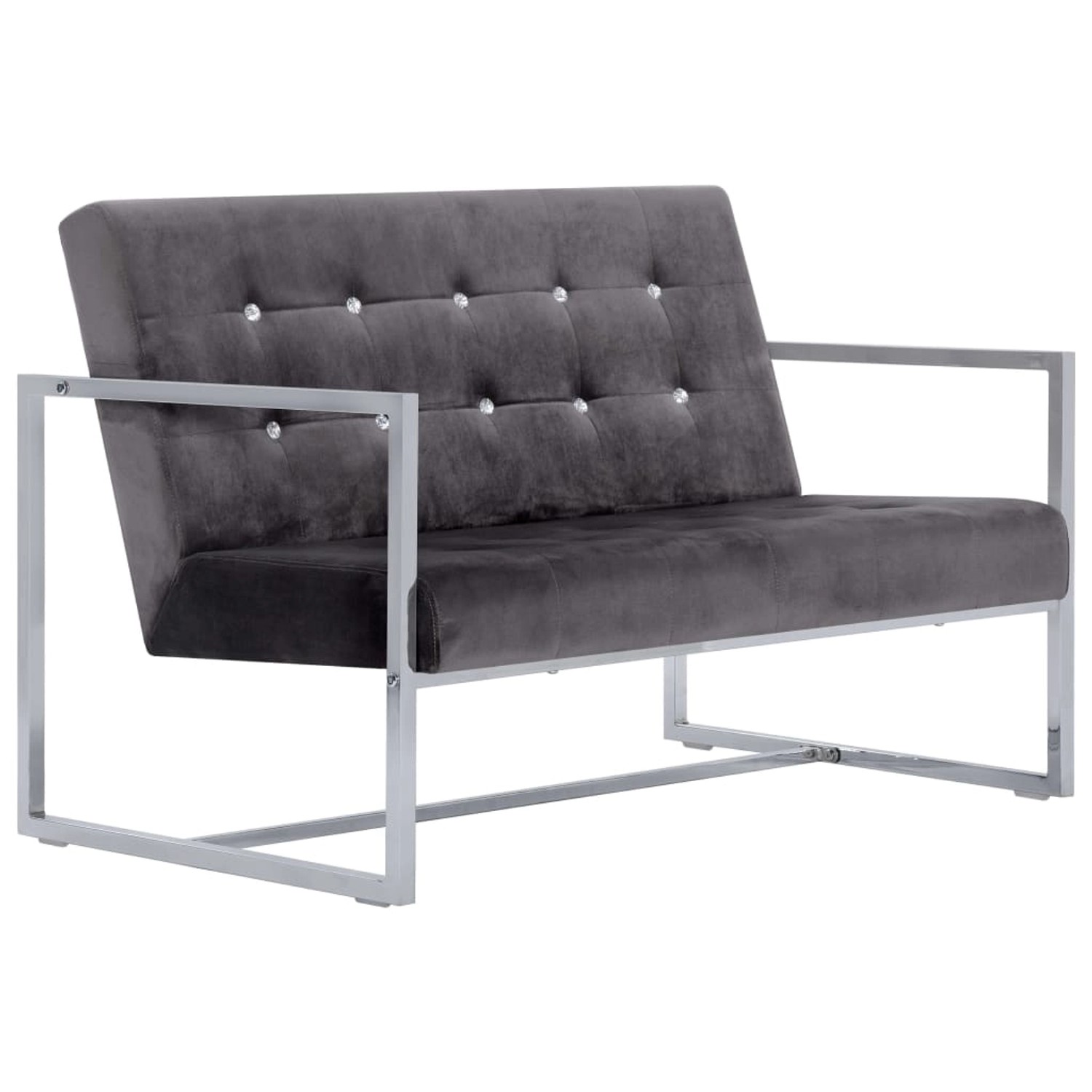 vidaXL 2-Sitzer-Sofa mit Armlehnen Dunkelgrau Chrom und Samt vidaXL 2-Sitzer-Sofa mit Armlehnen Dunkelgrau Chrom und Samt von VIDAXL