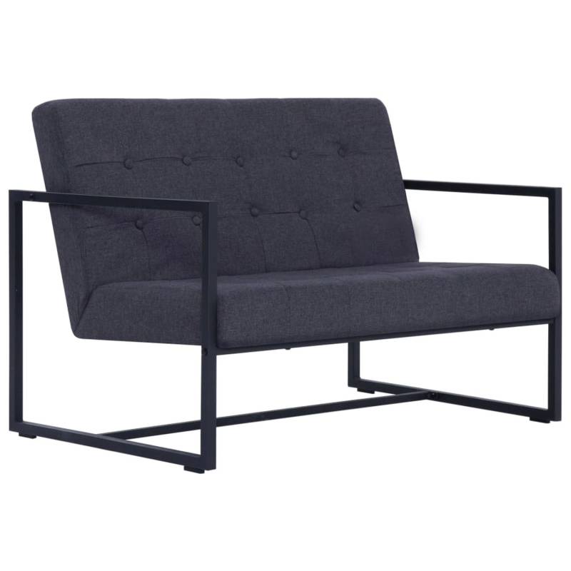 vidaXL 2-Sitzer-Sofa mit Armlehnen Dunkelgrau Stahl und Stoff von VIDAXL