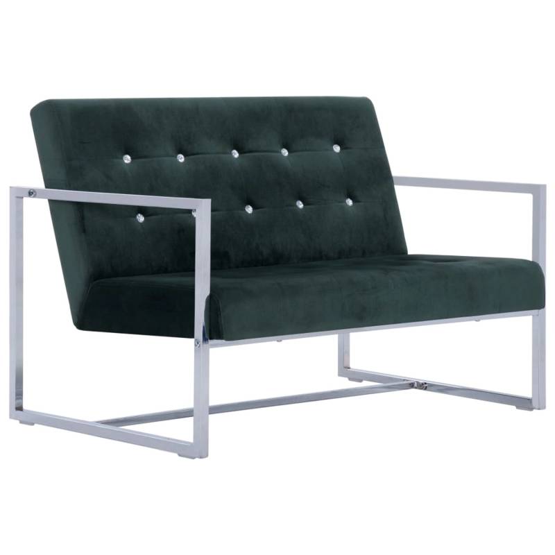 vidaXL 2-Sitzer-Sofa mit Armlehnen Dunkelgrün Chrom und Samt von VIDAXL