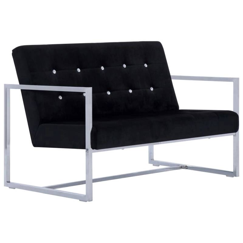 vidaXL 2-Sitzer-Sofa mit Armlehnen Schwarz Chrom und Samt von VIDAXL