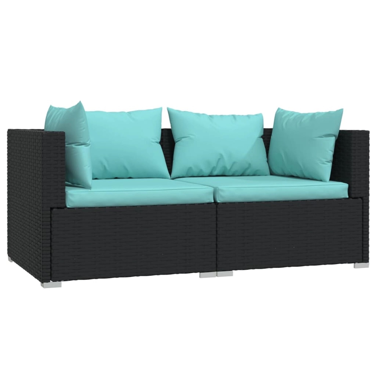 vidaXL 2-Sitzer-Sofa mit Kissen Schwarz Poly Rattan Modell 3 von VIDAXL