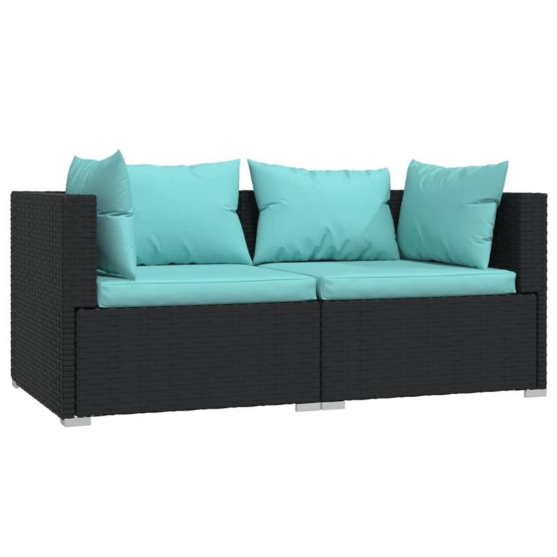 vidaXL 2-Sitzer-Sofa mit Kissen Schwarz Poly Rattan Modell 3 von VIDAXL