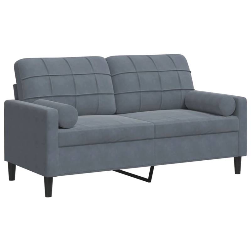 vidaXL 2-Sitzer-Sofa mit Zierkissen Dunkelgrau 140 cm Samt 2150046 von VIDAXL