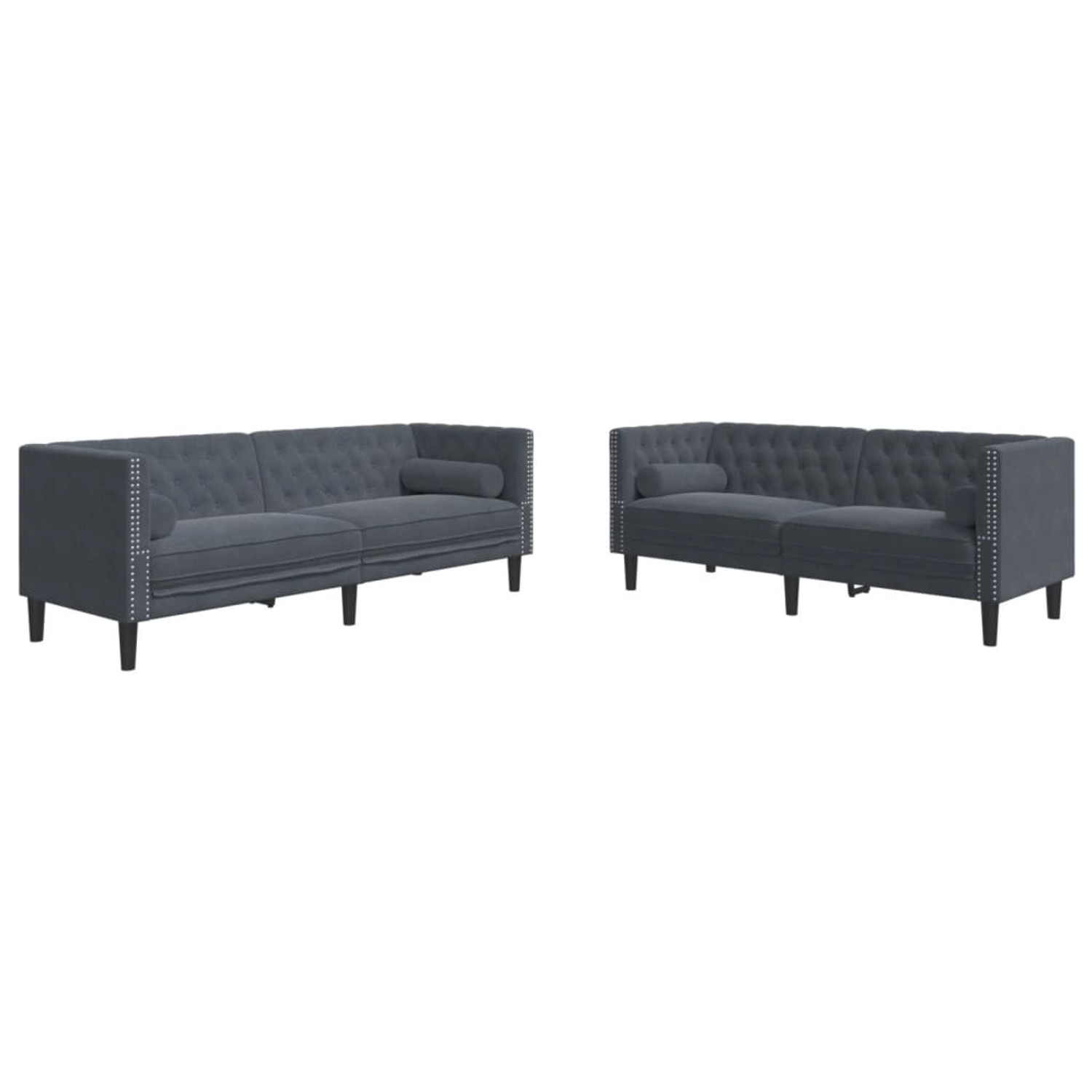 vidaXL 2-Tlg Chesterfield-Sofa-Set mit Nackenrollen Dunkelgrau Samt 2157909 vidaXL 2-Tlg Chesterfield-Sofa-Set mit Nackenrollen Dunkelgrau Samt 2157909 von VIDAXL