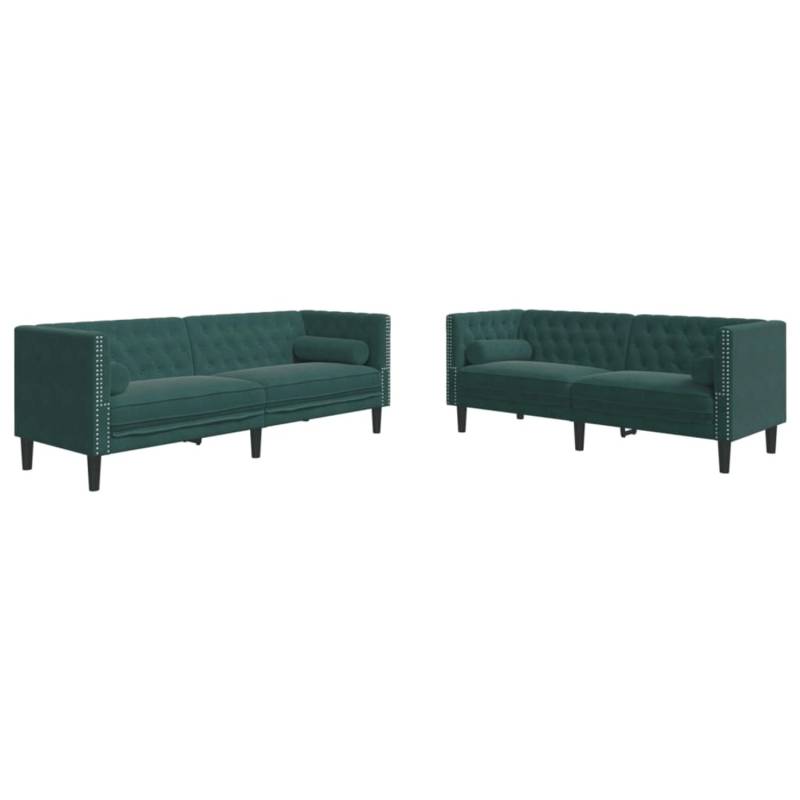 vidaXL 2-Tlg Chesterfield-Sofa-Set mit Nackenrollen Dunkelgrün Samt 2149617 von VIDAXL