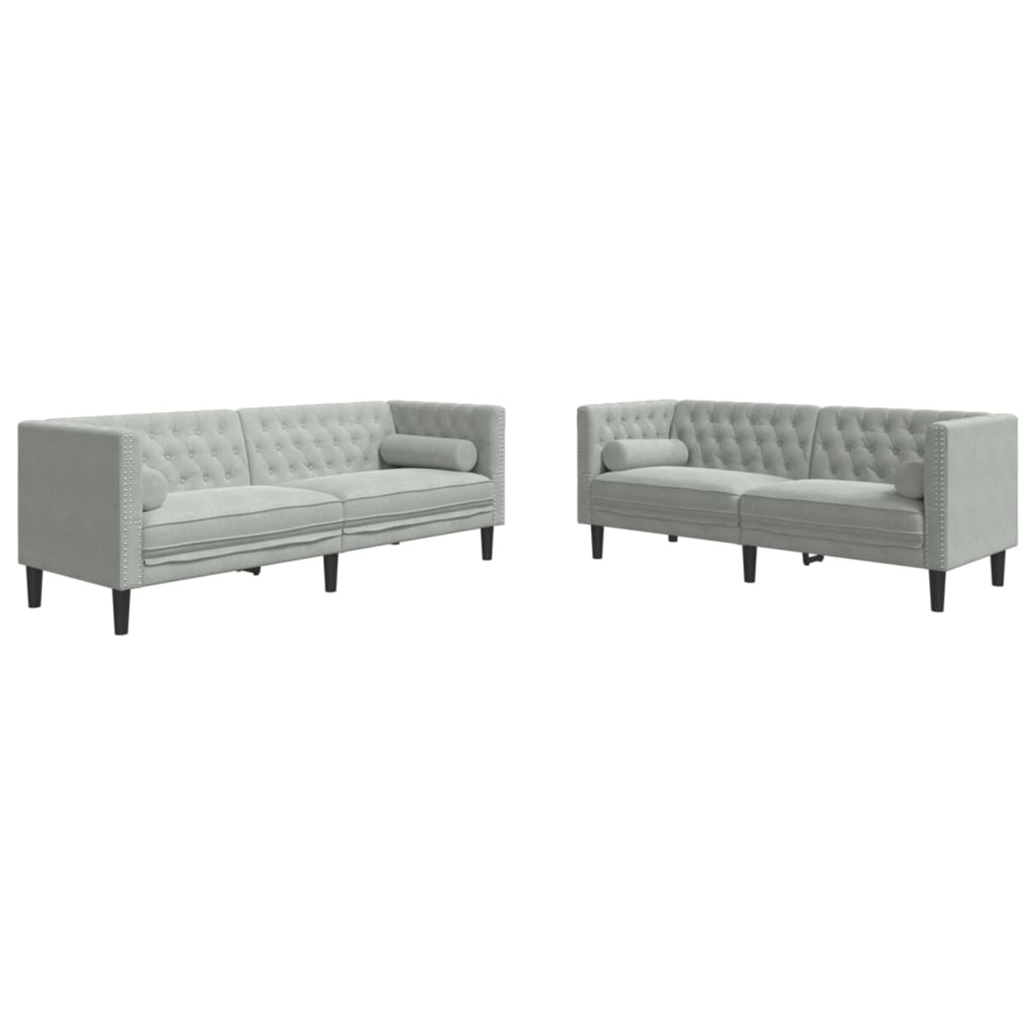 vidaXL 2-Tlg Chesterfield-Sofa-Set mit Nackenrollen Hellgrau Samt 2149619 vidaXL 2-Tlg Chesterfield-Sofa-Set mit Nackenrollen Hellgrau Samt 2149619 von VIDAXL