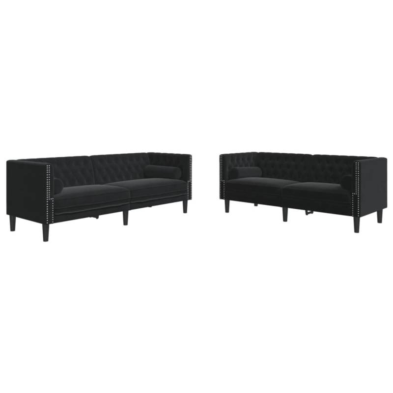 vidaXL 2-Tlg Chesterfield-Sofa-Set mit Nackenrollen Schwarz Samt 2144864 von VIDAXL