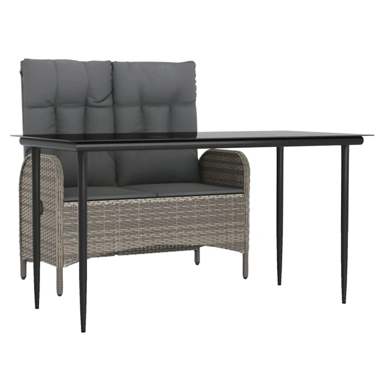 vidaXL 2-Tlg Garten-Essgruppe mit Kissen Grau Poly Rattan 3203501 vidaXL 2-Tlg Garten-Essgruppe mit Kissen Grau Poly Rattan 3203501 von VIDAXL
