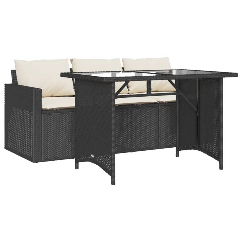 vidaXL 2-Tlg Garten-Essgruppe mit Kissen Schwarz Poly Rattan 366328 von VIDAXL
