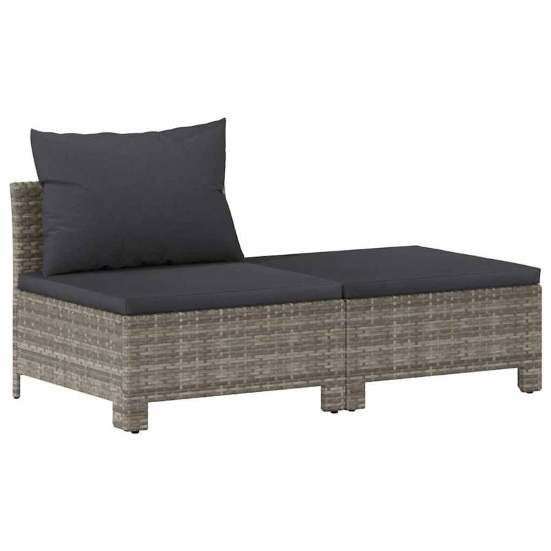 vidaXL 2-Tlg Garten-Lounge-Set mit Kissen Grau Poly Rattan 362690 von VIDAXL
