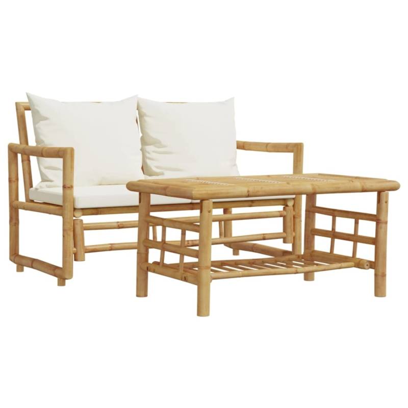 vidaXL 2-Tlg Garten-Sofagarnitur mit Kissen Bambus 365870 von VIDAXL