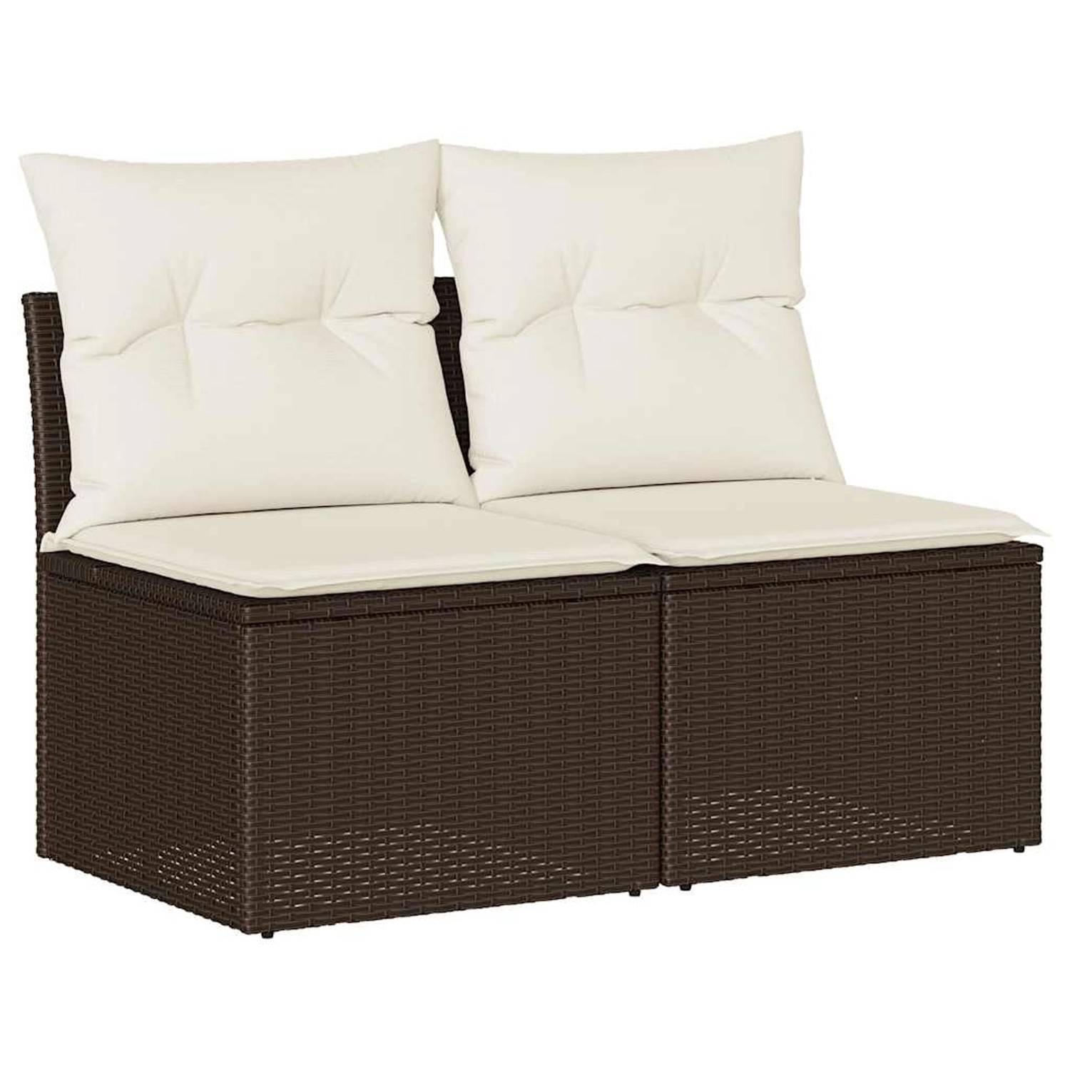 vidaXL 2-Tlg Garten-Sofagarnitur mit Kissen Braun Poly Rattan Akazie 3325249 von VIDAXL