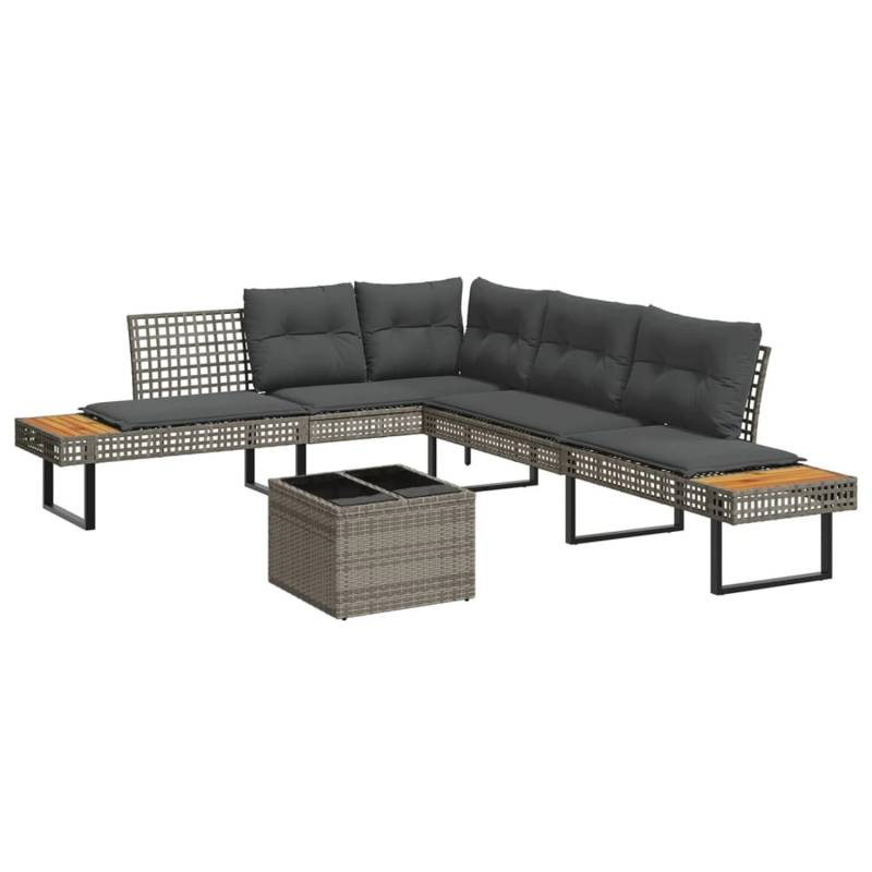 vidaXL 2-Tlg Garten-Sofagarnitur mit Kissen Grau Poly Rattan Glas 3277495 von VIDAXL