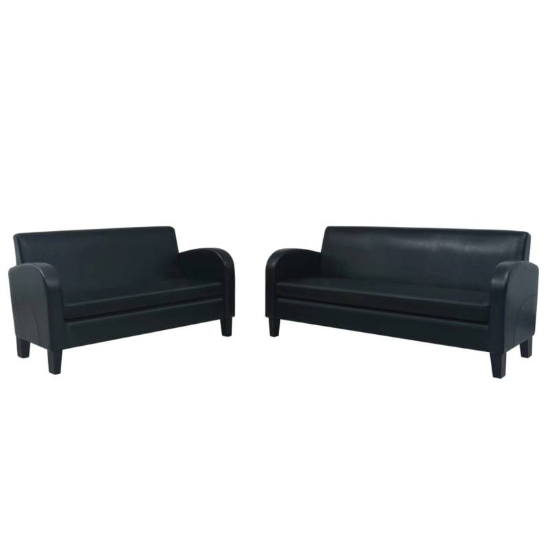 vidaXL 2-Tlg Sofa-Set Kunstleder Schwarz von VIDAXL