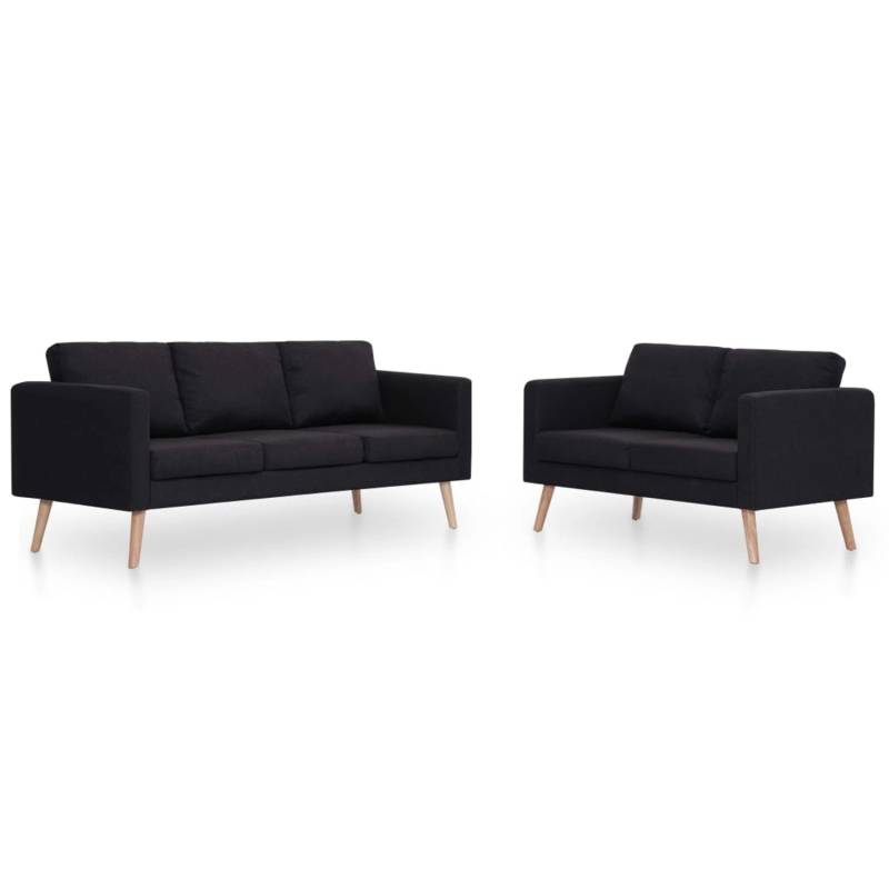 vidaXL 2-Tlg Sofagarnitur Stoff Schwarz Modell 1 von VIDAXL