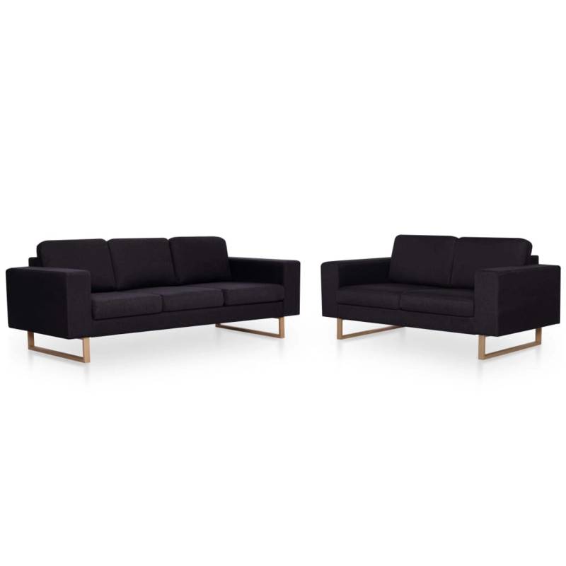 vidaXL 2-Tlg Sofagarnitur Stoff Schwarz Modell 2 von VIDAXL