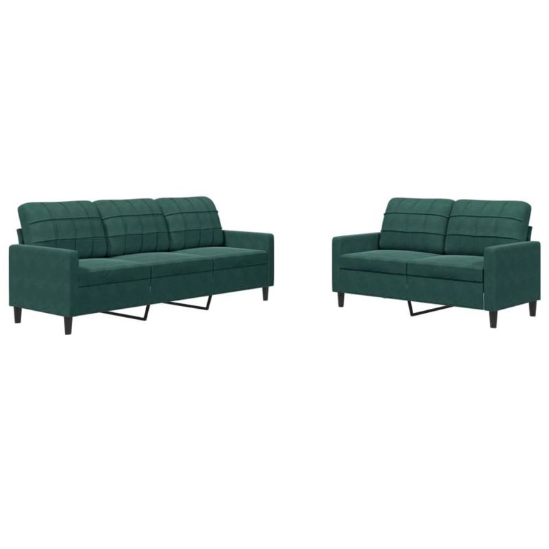 vidaXL 2-Tlg Sofagarnitur mit Kissen Dunkelgrün Samt 2153320 von VIDAXL