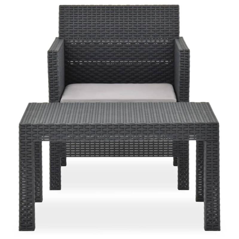 vidaXL 2-tlg Garten-Lounge-Set mit Auflage PP Rattan Anthrazit von VIDAXL