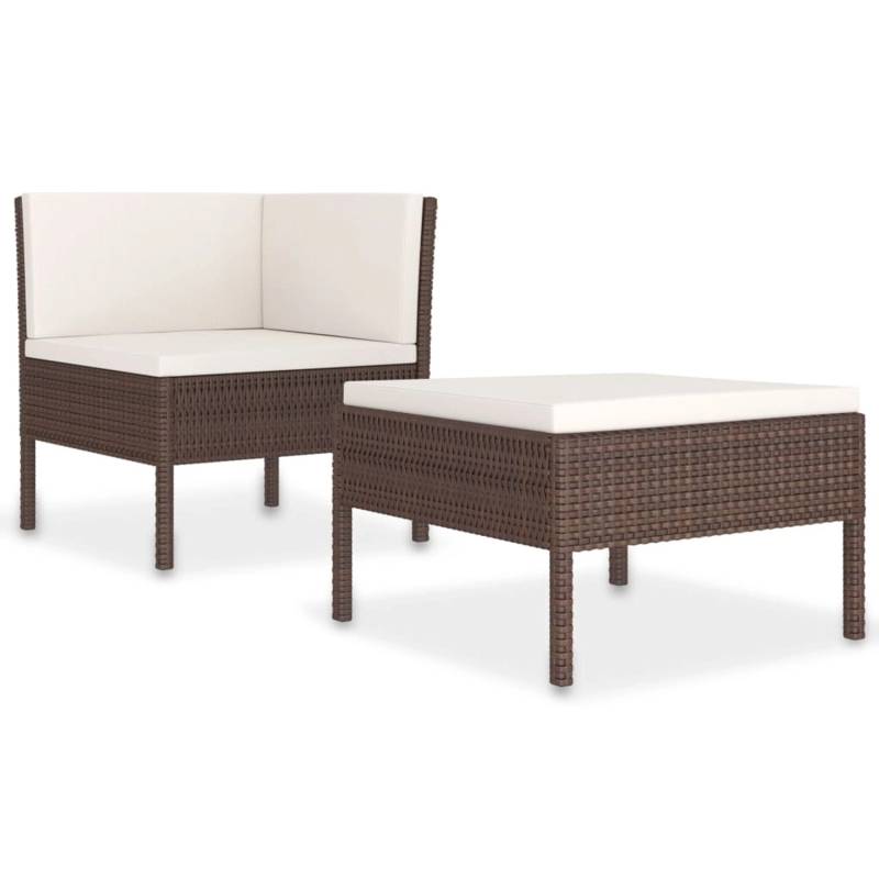 vidaXL 2-tlg Garten-Lounge-Set mit Auflagen Poly Rattan Braun Modell 3 von VIDAXL