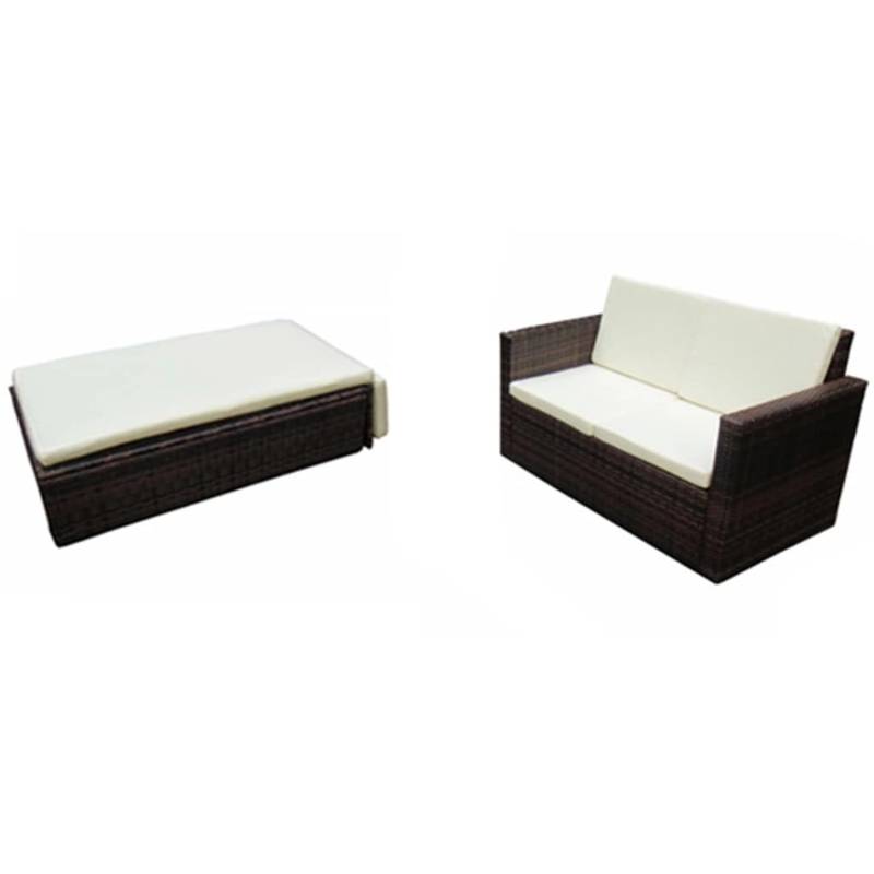 vidaXL 2-tlg Garten-Lounge-Set mit Auflagen Poly Rattan Braun Modell 4 von VIDAXL