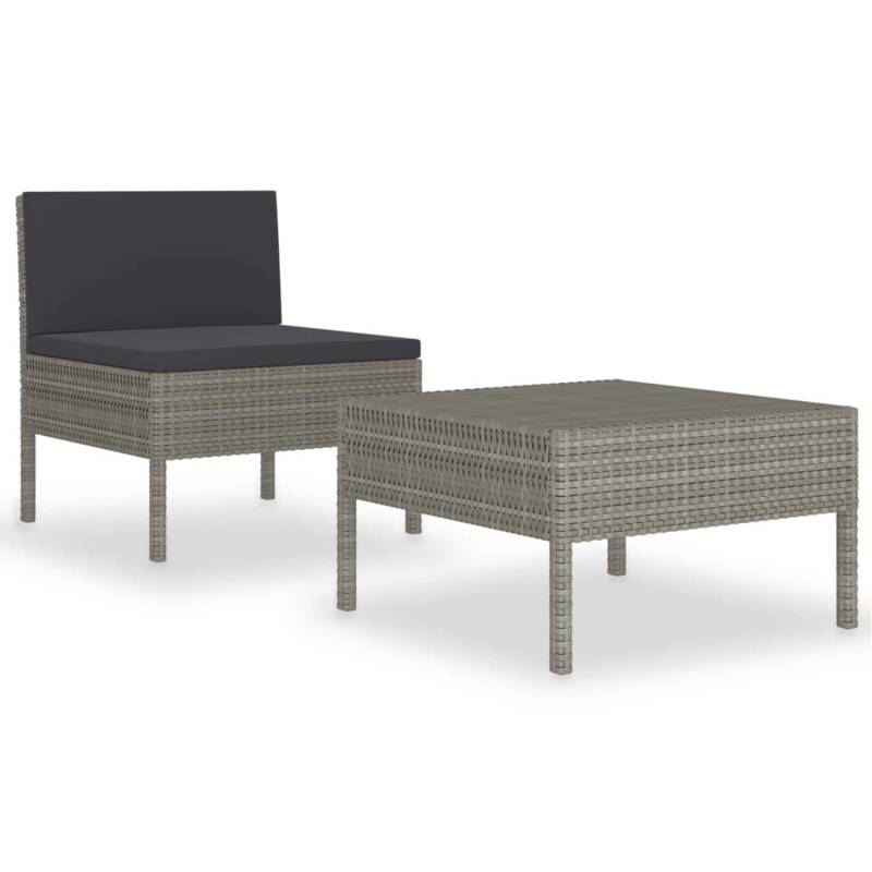 vidaXL 2-tlg Garten-Lounge-Set mit Auflagen Poly Rattan Grau Modell 1 von VIDAXL