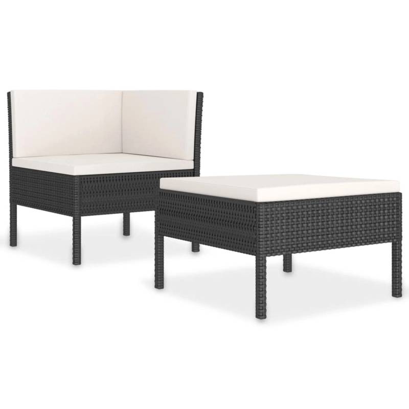 vidaXL 2-tlg Garten-Lounge-Set mit Auflagen Poly Rattan Schwarz Modell 3 von VIDAXL
