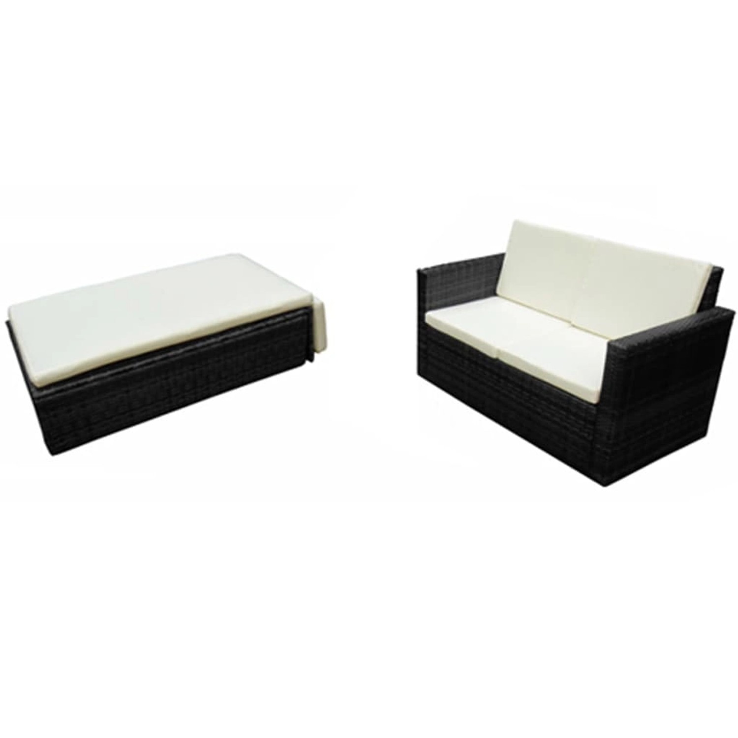 vidaXL 2-tlg Garten-Lounge-Set mit Auflagen Poly Rattan Schwarz Modell 5 vidaXL 2-tlg Garten-Lounge-Set mit Auflagen Poly Rattan Schwarz Modell 5 von VIDAXL