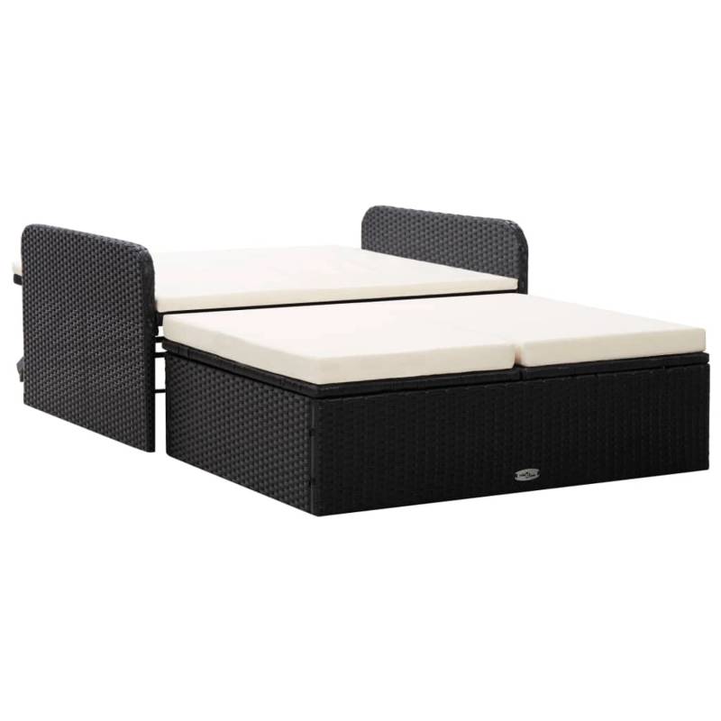 vidaXL 2-tlg Garten-Lounge-Set mit Auflagen Poly Rattan Schwarz Modell 6 von VIDAXL