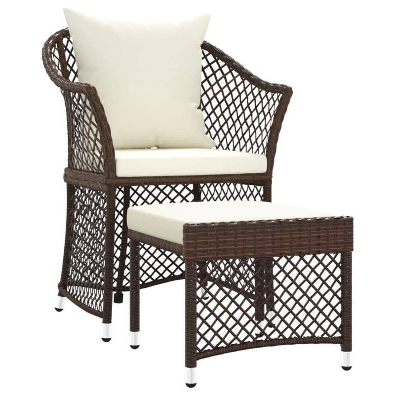 vidaXL 2-tlg Garten-Lounge-Set mit Kissen Braun Poly Rattan Modell 3 von VIDAXL